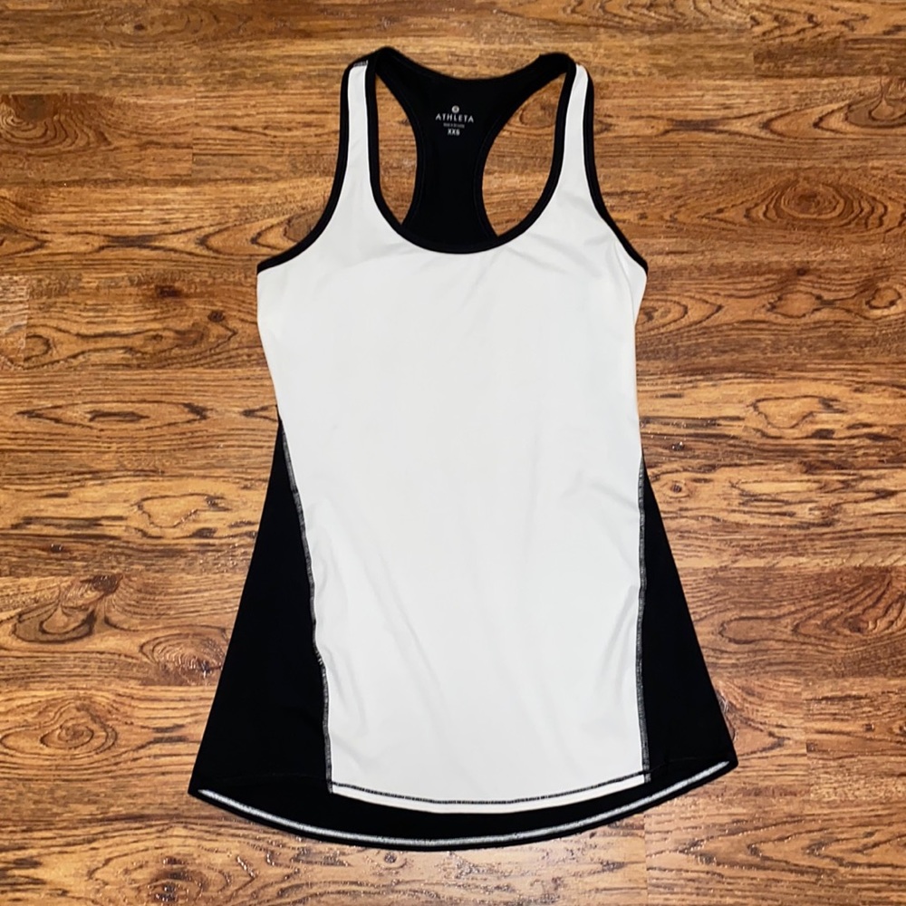 Athleta White and Black Racerback Tank Top